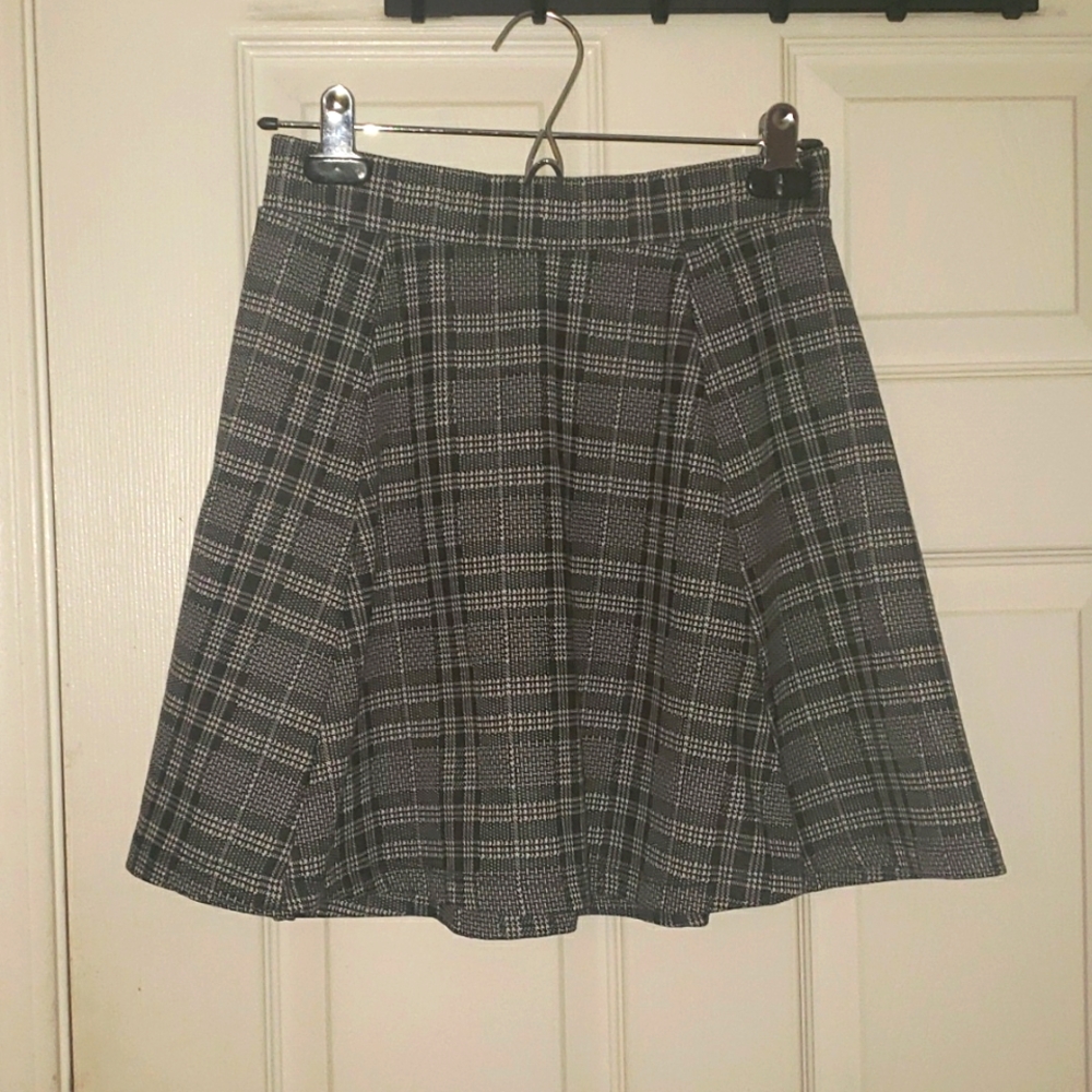 Divided H&M Grey Plaid Skater Skirt